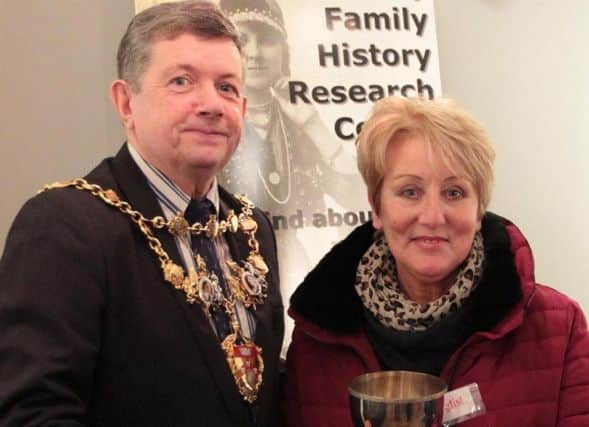 Chorley Mayor Coun Mark Perks with winner Rosie	Rimmer