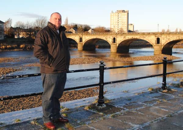 Sean Kelly on the banks of the Lune in Lancaster