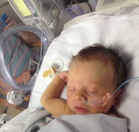 Noah Walton, of Broughton, at 12 days old at Alder Hey Children's Hospital