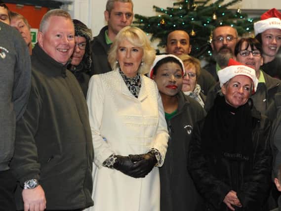 The Duchess of Cornwall with Emmaus volunteers and companions. Photo: Neil Cross.