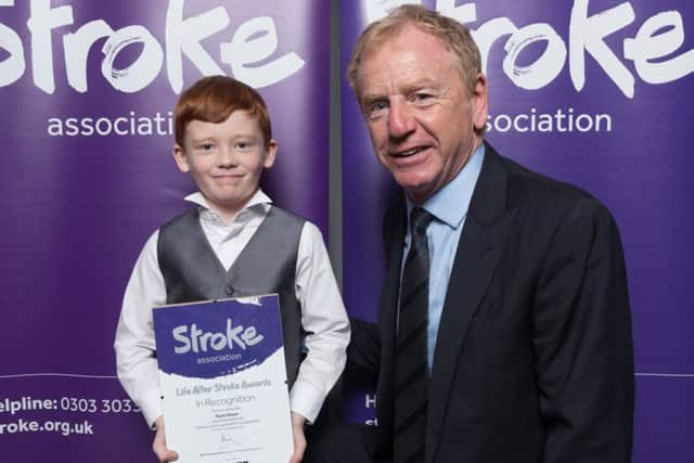 Ryan Dixon at the Life After Stroke Awards with former Liverpool FC footballer David Fairclough