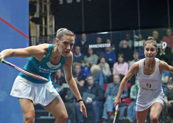 Laura Massaro on her way to a first-round victory