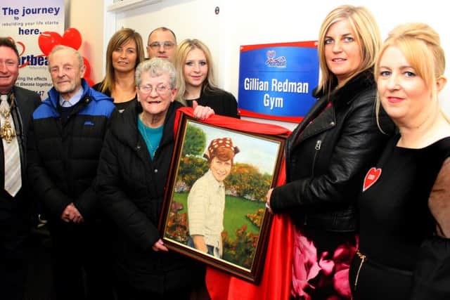 The opening of the Gillian Redman Gym inside Heartbeat which was opened by Gillian Redman's mother Rose Redman and members of the family in 2015. The Mayoress of Preston Barbara Pomfret, The Mayor of Preston Coun Nick Pomfret, Joseph Houghton, Michelle Middleman, Chris Molyneaux, Rose Redman, Georgia Molyneux, Nicola Sherlock and Heartbeat CEO Jill Rogerson.
