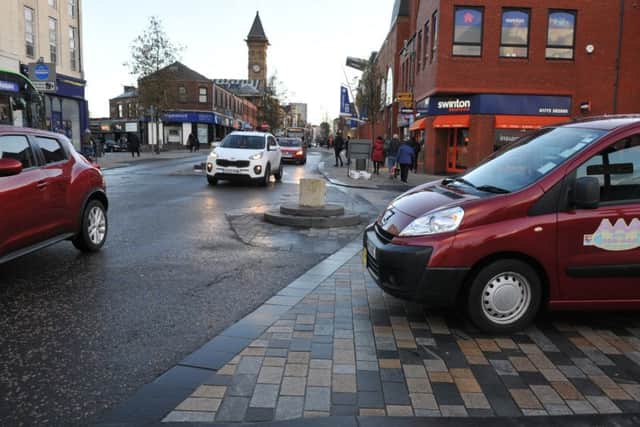 The confusing give way at the junction of Fishergate and Butler Street, Preston