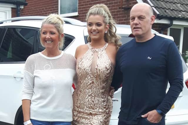 Prom night - proud mum Jo  Smith Wareing with daughter Leah and husband Steve
