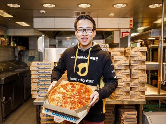 James Luo, who has previously received sponsorship from his local Domino's