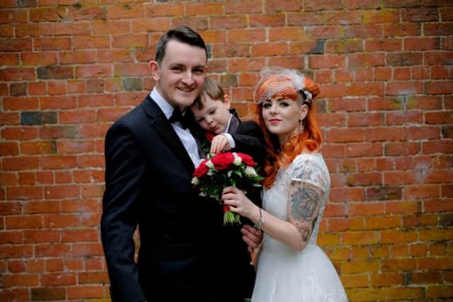 Alex and Nicole Grice who were married at Bartle Hall.