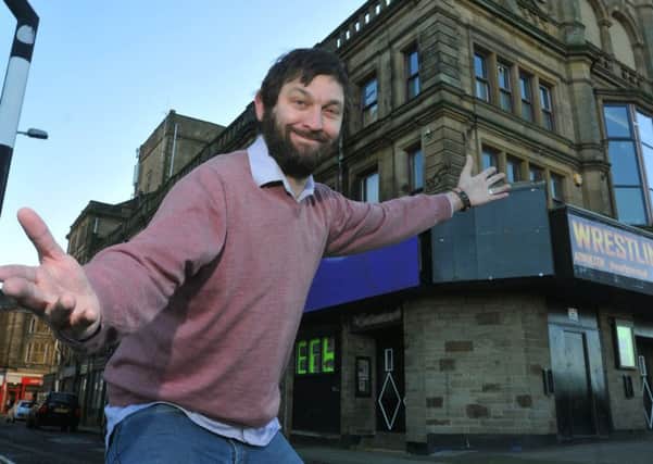 Matt Panesh outside the Alhambra and Carleton Suite in Morecambe