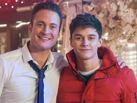 Aedan Duckworth, who will play Oliver, pictured with his on-screen dad Luke Morgan played by actor Gary Lucy