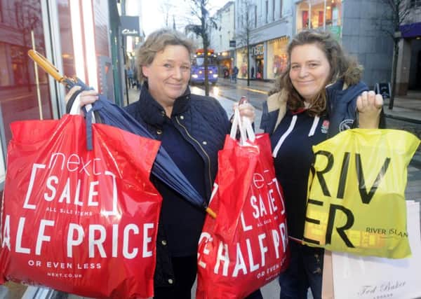 Boxing Day sales shopping in Preston City Centre.  Pictured are Tracy Pauley and Heather Pauley.