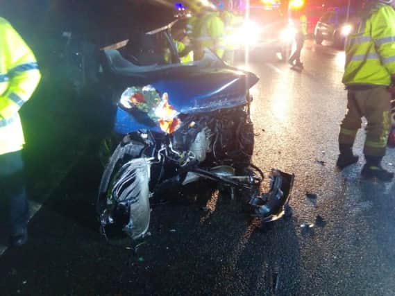 The car involved in the collision on the M65
Photo courtesy of Lancs Road Police