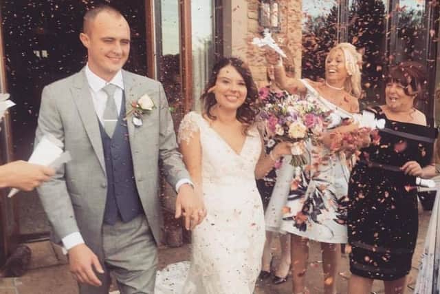 Louise and Anthony on their wedding day