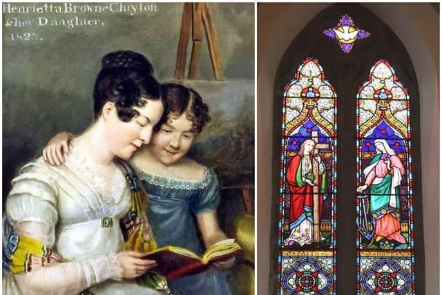Henrietta Browne Clayton and the stained glass window dedicated to her