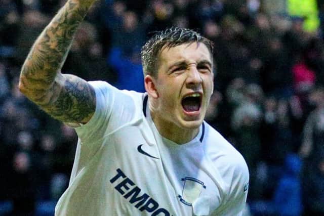 Jordan Hugill celebrates his 10th goal of the season but it was a disappointing day for PNE