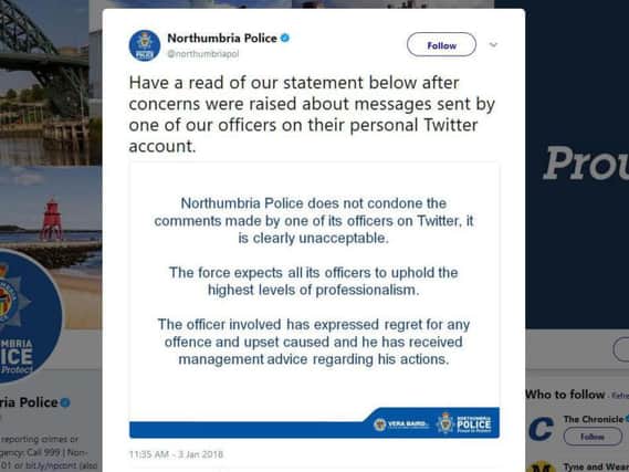 Northumbria Police made an apology