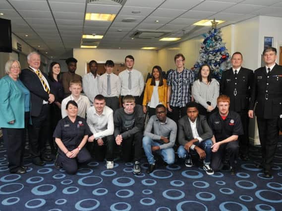 Lancashire Fire and Rescue Prince's Trust volunteers graduating after taking part in various voluntary projects in the local community