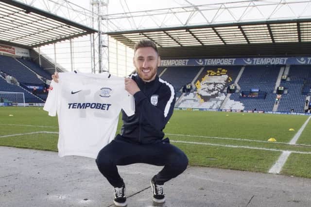Louis Moult at Deepdale after completing his move to PNE (photo: Ian Robinson)