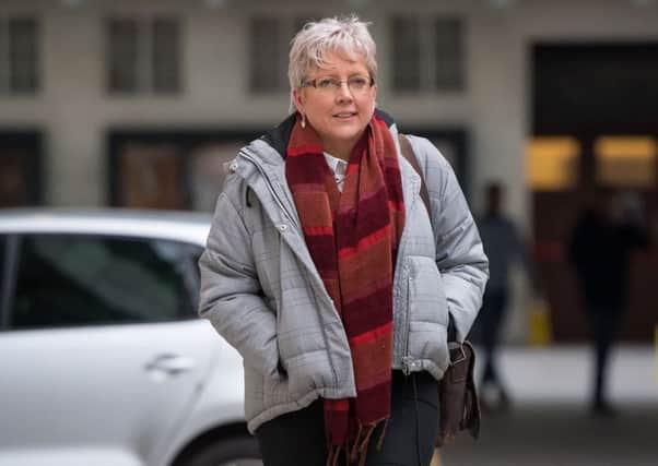 Journalist Carrie Gracie outside BBC Broadcasting House in London after she turned down a Â£45,000 rise, describing the offer as a "botched solution" to the problem of unequal pay at the BBC. PRESS ASSOCIATION Photo. Picture date: Monday January 8, 2018. Gracie said she told the corporation she wanted equality, rather than more money, and was determined not to help the organisation "perpetuate a failing pay structure by discriminating against women". See PA story MEDIA Gracie. Photo credit should read: Dominic Lipinski/PA Wire