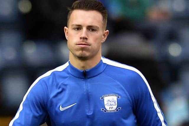 Billy Bodin warms up before his PNE debut at Wycombe