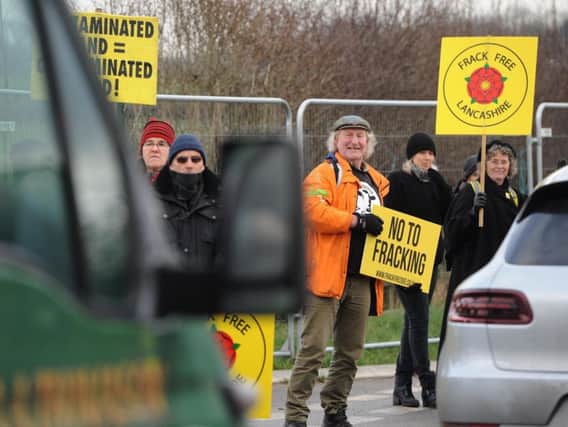 Protesters pictured outside the site last week