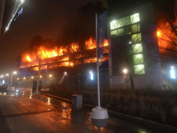 The blaze at a multi-storey car park near to the Echo Arena on Liverpool's waterfront
