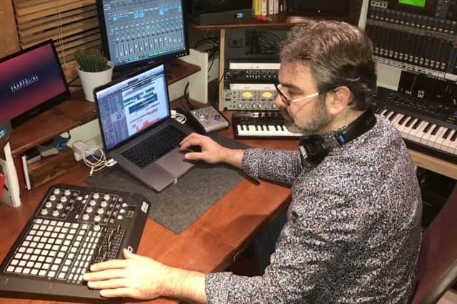 Freelance sound designer Nick Sagar working in the studio