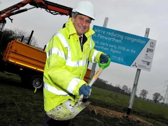 Jim Carter, chair of the Preston, South Ribble and Lancashire City Deal at the official turf-cutting ceremony to launch the Penwortham Bypass