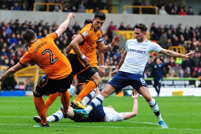 Browne in the thick of the action against Wolves.