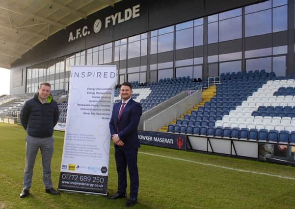 Tom Hutton, director of community development at AFC Fylde Community Foundation and right, Kevin Mason, director of business development at Inspired Energy