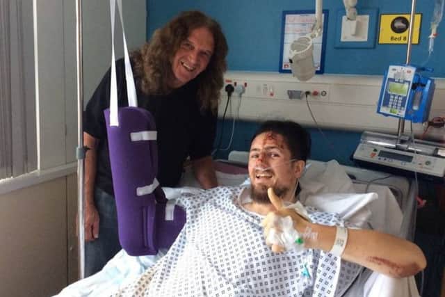 Paul gets a hospital visit from Dennis Delight lead singer Frank Halliwell