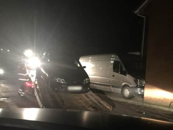 The car is towed away for forensic checks after a police chase in Adlington
Photo: Lancs Roads Police