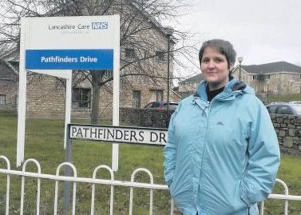 Campaigner Philippa Molloy outside The Orchard mental health unit in Lancaster.