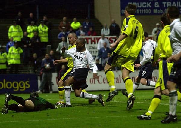 Mark Rankine scores the last-gasp goal which took PNE's play-off clash with Birmingham into extra time in May 2001