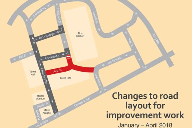 A map of diversions in place while the improvement works in Preston city centre are carried out