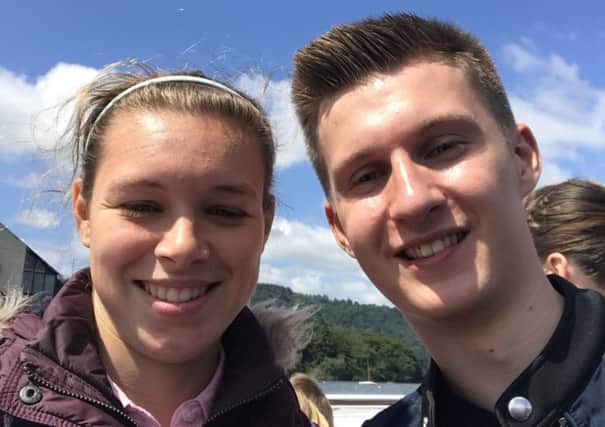 Lucy Briggs, 22, who has suffered from depression and is taking part in R.E.D January to raise awareness of mental health issues.
Lucy with her boyfriend Jamie McCann