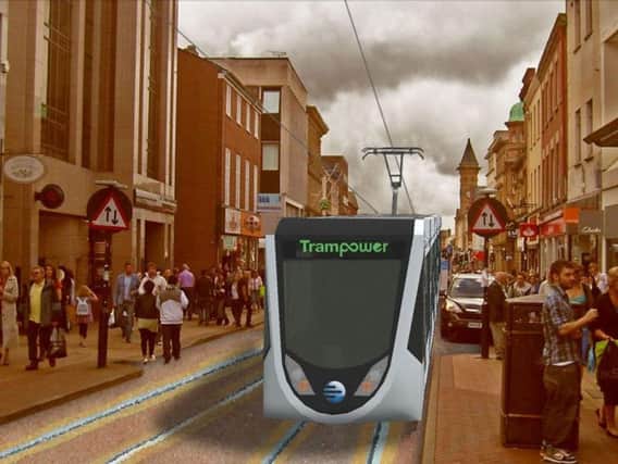 An artist's impression of a tram in Preston