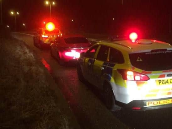 The car was brought to a stop following a police operation PIC: LANCS POLICE