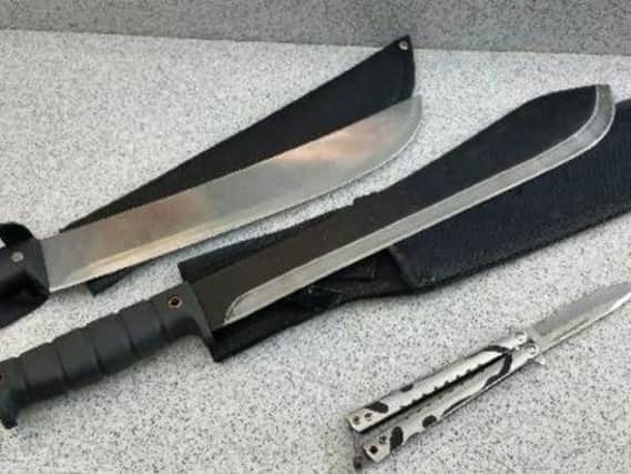 On arrest a large machete was retrieved from the inside of Bibbys jeans