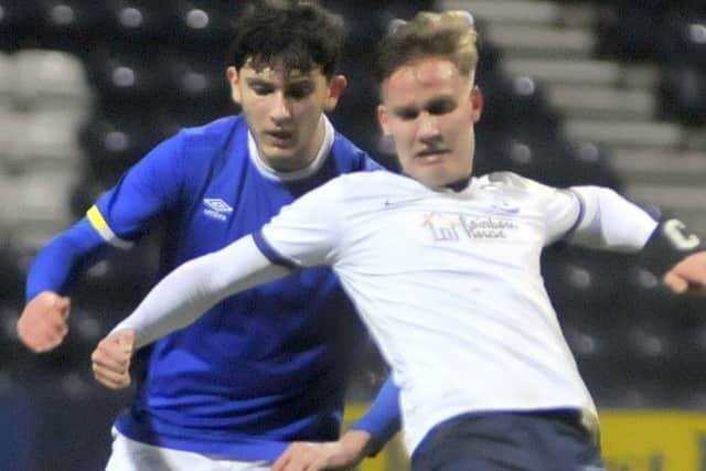 Melle Meulensteen shields the ball in PNE's FA Youth Cup win against Everton at Deepdale last year