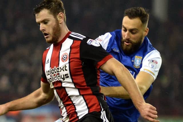 Jack O'Connell in action for Sheffield United against rivals Sheffield Wednesday earlier this month