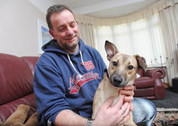Martin Woodhead with Romanian rescue dog Dochas