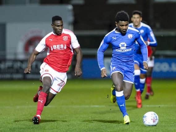 Godswill Ekpolo in action for Town in the Checkatrade Trophy