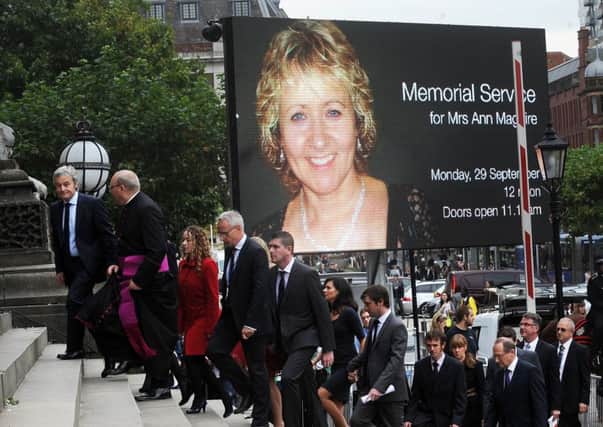 Ann Maguires family arrive at the murdered teachers memorial service, September 29, 2014