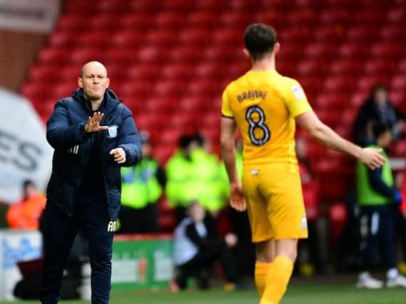 Alex Neil hands out instructions to Alan Browne at Sheffield United on Saturday.