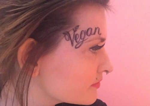 Kate showing off her 'vegan' tattoo