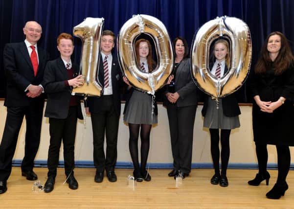 LancashireÃ¢Â¬"s Enterprise Adviser Network reaches a Key Milestone as Longridge High School partners with Motion Lab Marketing, becoming the one hundredth school twinned with local business volunteers to help bring careers advice and workplace insights into the classroom. Picture by Paul Heyes, Friday January 12, 2018.
l-r L-R Edwin Booth LEP, Sam Soper, Ben Compton,Dora Green, Headteacher Jane Green,Emma Field, Clare Hutchinson, C&E company