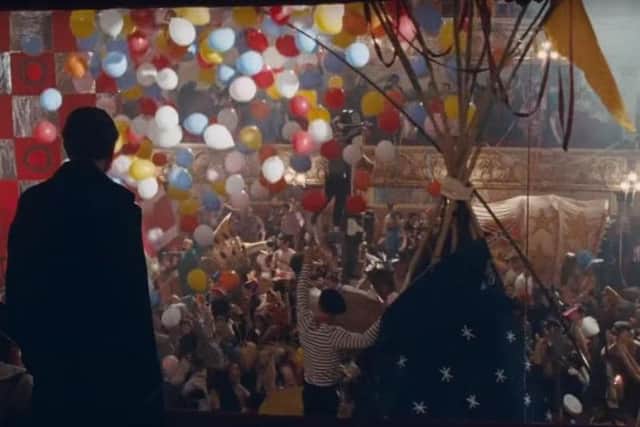 A scene from the trailer for Phantom Thread showing the ballroom