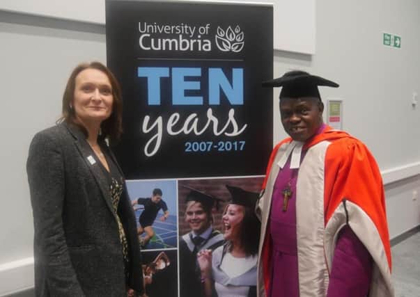 University of Cumbria  Vice Chancellor Prof Julie Mennell with Chancellor Archbishop of York Dr John Sentamu.