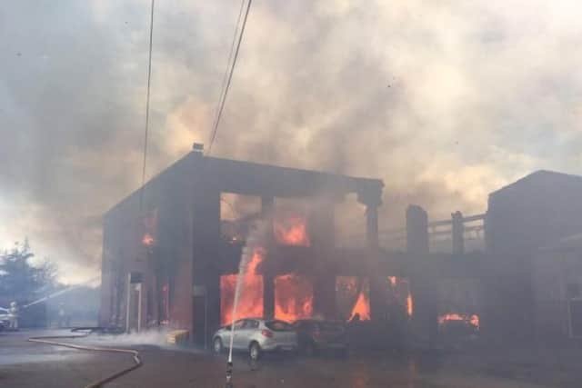 The fire initially started on the first floor of the two-storeywarehouse