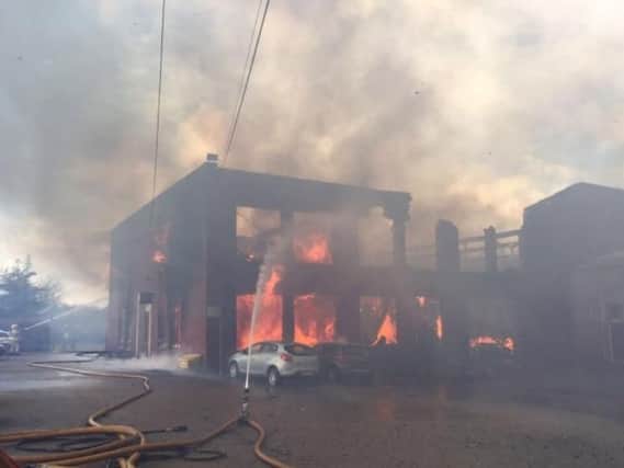 The fire initially started on the first floor of the two-storeywarehouse